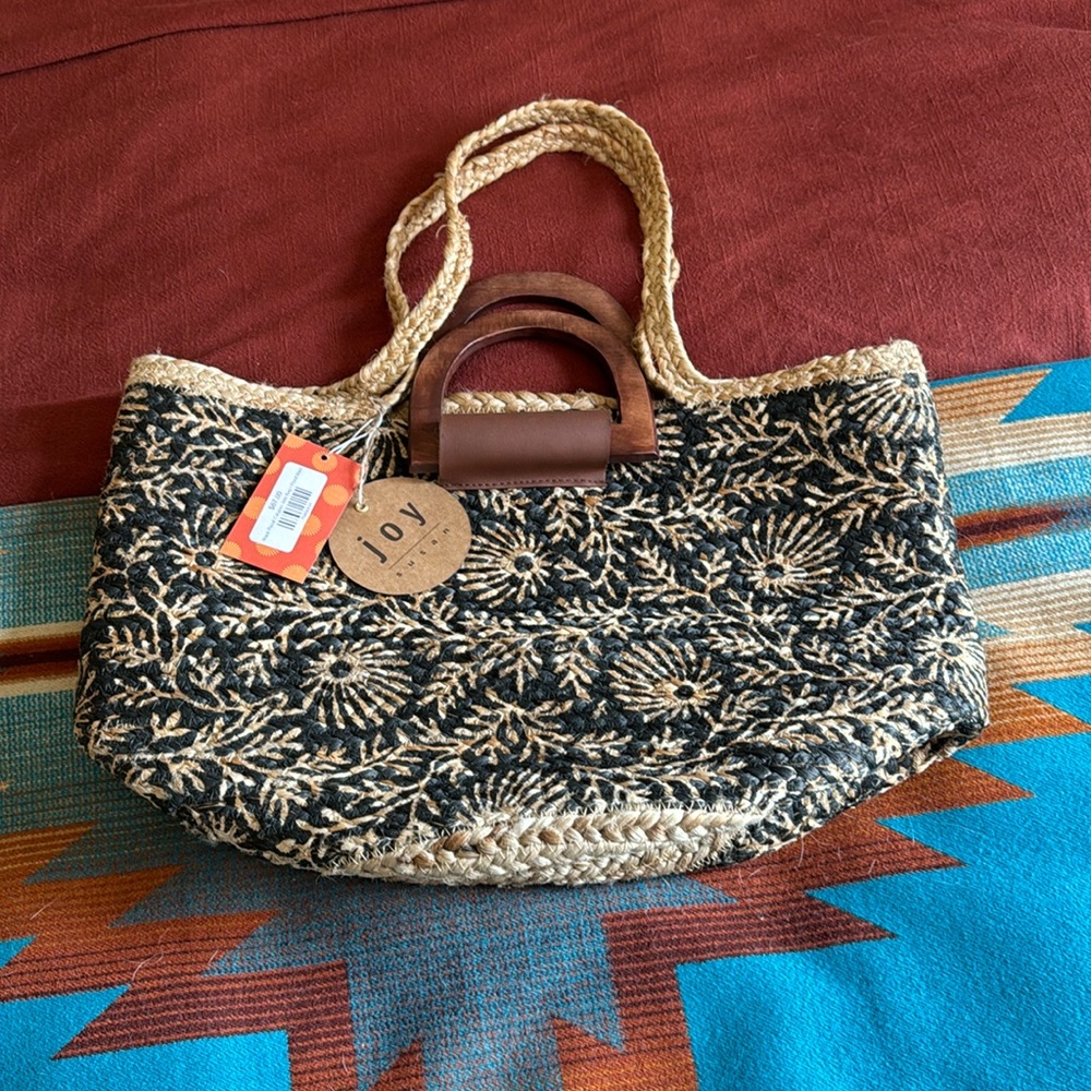 Black floral, Calypso jute bag